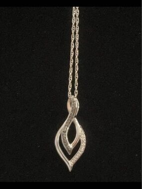 Sterling silver white and black stone infinity necklace